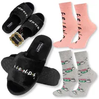 Set Damen Hausschuhe Gr. 37-38 + Baumwollsocken Damen Gr. 35-40 FRIENDS von SOXO Geschenke für Frauen zum Geburtstag