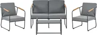 BELIANI Gartensofa Set Aluminium Lounge Set 4 Sitzer mit Tisch Grau Industriell Garten Terrasse Balkon