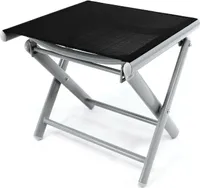 VCM Alu Hocker Sitzhocker Fußablage  | schwarz / Rahmen hellgrau | pflegeleicht | klappbar | Maße  B. 43  x T. 38 x H. 40 cm