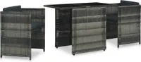 vidaXL 3-tlg. Bistro-Set mit Auflagen Poly Rattan Grau