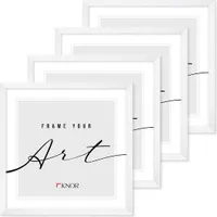 🖼️KNOR®️ Bilderrahmen 30x30 cm WEIß, 4er Set Posterrahmen, Bilderrahmen, Fotorahmen, bruchsicheres Acrylglas, Picture Frame 30x30, zum Aufhängen & Aufstellen 🎨Isabella Kollektion