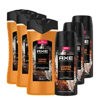 AXE Fine Fragrance Collection Bodyspray und Duschgel Copper Santal Bodywash Deo mit 2x mehr Frische-Booster 6 Stück (2x3)