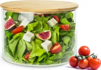 Glasschale mit Holzdeckel 20cm Schale Salatschale Schüssel Glasdose