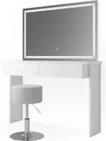 Vicco Schminktisch Azur, 120 cm mit LED-Spiegel und Hocker, Weiß