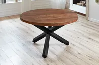Esstisch rund Akazienholz nussbaum massiv 120 cm schwarz RUNA