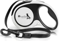 BLUZELLE 5m Rollleine mit Reflektor-Streifen für Mittlere & Große Hunde bis 50kg, Ausziehbare Hundeleine mit 360° Karabiner-Haken, Zuverlässige Ein-Hand Bremse Nylon-Gurt Ergonomischer Griff