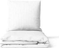 2-tlg Premium Damast Bettwäsche 155x220 + 80x80 cm mit YKK Reißverschluss Garnitur weiß