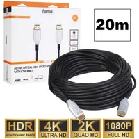 Hama 00205276, 20 m, HDMI Typ A (Standard), HDMI Typ A (Standard), 18 Gbit/s, Schwarz, Silber