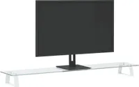 vidaXL Stojan na monitor bílý 100x20x8 cm z tvrzeného skla a kovu