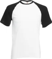 Pánske baseballové tričko Fruit Of The Loom s krátkym rukávom BC327 (XL) (Biela/čierna)