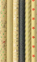Weihnachts Geschenkpapier aus Kraftpapier für Weihnachten – 3 Meter x 70 cm – 6 Rollen