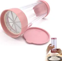 Rotierendes Mehlsieb, Pulverzuckerstreuer Mit Feinmaschigem Deckel, Küchenzubehör, Für Schokopulver Mehl Gewürz Küche Backen, 9.4 * 19 Cm(Pink)