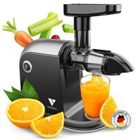 Vandenberg Slow Juicer - Leiser Entsafter für alle Gemüse und Obst Sorten - [150 W] Vitaminschonende Saftpresse elektrisch mit Reverse Funktion Inkl. Reinigungsbürste