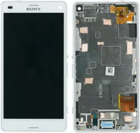 Display mit Rahmen für Sony Xperia Z3 compact (D5803) Farbe: Weiß Displayglas Touchscreen Bildschirm