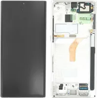 Original AMOLED Display Touchscreen Bildschirm & Rahmen Phantom Weiß für Samsung Galaxy S22 Ultra S908B