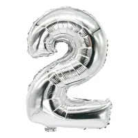 Balon foliowy 35 cm x 20 cm srebrny "2"
