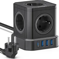 Voomy Power Cube S6, 2 m, Drinnen, Acrylnitril-Butadien-Styrol (ABS), Polycarbonat (PC), Schwarz, CE, 5 AC-Ausgänge