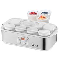 Zilan Joghurt Maker 1,44 Liter | 8 Glasflaschen á 180 ml | Digitales Display | Temperatureinstellung von 20-55°C | Joghurtbereiter