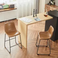 EUGAD Barstuhl 2er Set, Barhocker Kunstleder mit Fußstütze, gepolstert, Braun