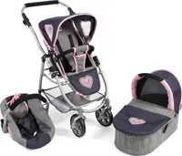 Puppenwagen Emotion All In 3 in 1, melange navy-grau