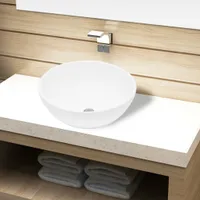 vidaXL Umywalka ceramiczna biała okrągła