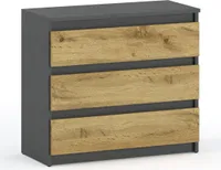 STIV Möbel | Kommode | Holzkommode, Wohnzimmer Sideboard, Schlafzimmer Kommode | 80 CM | 3 Schubladen | Eiche Wotan