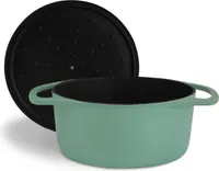 SPRINGLANE Cocotte mit Deckel - Gusseisen Topf Bräter Schmortopf Kochtopf Induktion - 24 cm rund, 4 l - Mint