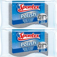 Spontex - 2er Set Geschirrspülschwamm Polish mit Polierfunktion für Stahl uvm. - 19321001