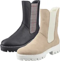 Rieker Damen Chelsea Boots Blockabsatz Stiefeletten 76190, Größe:38 EU, Farbe:Beige