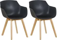 HJ_WeDoo 2er Set Sessel Skandinavisch Wohnzimmerstuhl Modern Esszimmerstühle mit solide Buchenholz Bein, Schwarz
