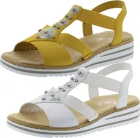 Rieker V0687 Damen Sandalen Keilabsatz Sandaletten, Größe:40 EU, Farbe:Weiß