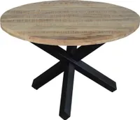 SAM® Esszimmertisch rund 130 cm Mangoholz Natur Schwarz RUNIS