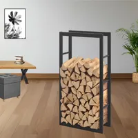 STADO | Kaminholzregal | Metall | Schwarz | 60x100x25cm | Brennholzregal | Feuerholzregal | Kaminholzhalter | Stapelhilfe | Innen- und Außenbereich