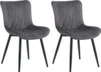 DELUKE® 2er Set Stühle KELCE Samt - 80,5x50x62cm, dunkelgrau, Kunstleder | Metall Gestell | Stühle Esszimmerstühle Stuhl Esszimmer Esstisch Stühle Küchenstuhl