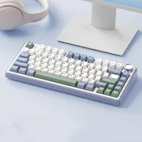 AULA F75 80 kláves třírežimová přizpůsobená mechanická herní klávesnice s možností výměny za provozu RGB BT/2.4G/Type-C, drátové rozložení 75%, zelené spínače Reaper Switch