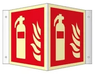 MOEDEL 600236374 Winkelschild Feuerlöscher ISO 7010, Kunststoff langnachleuchtend, 20 x 20 cm
