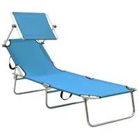 vidaXL Klappliege mit Sonnendach Blau Aluminium