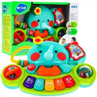 Interaktiver Elefant mit Miniklavier für Kinder ab 6 Monaten, Musikspielzeug + Rassel