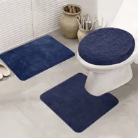 Topchances Duschvorhang Badezimmermatten-Set 3-teilig,Badematten rutschfeste badematte Bad küche Carpet fußmatten Decor Teppich (Navy blau, 50 x 80 cm)