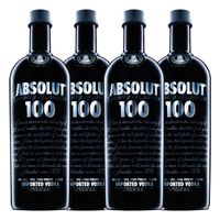 Absolut Vodka 100 4er Set, Wodka, Schnaps, Spirituose, Alkohol, Alkoholgetränk, Flasche, 50%, 4 x 1 L