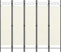 5-tlg. Raumteiler Weiß 200x180 cm