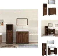 vidaXL 3-tlg. Badmöbel-Set Braun Eichen-Optik Holzwerkstoff -  Badezimmermöbel-Sets