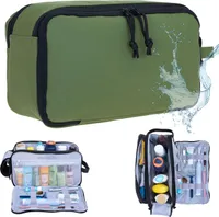 Kulturbeutel Kulturtasche viele Fächer Herren Damen Kosmetiktasche gross wasserabweisend aus Plane Reise Sauna Sport Freizeit Tasche Elephant Hydro Washbag 12829 Safari Army Oliv