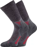 TippTexx 24 4 Paar Trekkingsocken, Wandersocken mit Wolle vom Merinoschaf, Grau/Rot, Größe 35-38