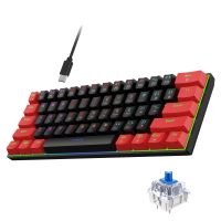 HXSJ V900 RGB Mechanische Gaming-Tastatur , 61 Tasten | zweifarbige ABS-Einspritztastenkappen | mehrere Beleuchtungsmodi | ergonomisches Design | blauer Schalter, Schwarz+Rot