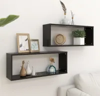 vidaXL Würfelregale 2 Stk. Schwarz 60x15x23 cm Holzwerkstoff