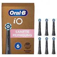 Oral-B iO Sanfte Reinigung Aufsteckbürsten für elektrische Zahnbürste, 6 Stück, sanfte Zahnreinigung, Zahnbürstenaufsatz für Oral-B iO Zahnbürsten, briefkastenfähige Verpackung, schwarz N