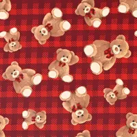 Geschenkpapier Teddybären kariert 70cm x 2m Rolle Rot