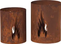 2er Set Windlicht Flammen H25cm Rost Laterne Garten-Deko Gartenleuchte Rostdeko