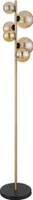 LED Stehleuchte, 6-Flammig, Glas Amber, messing, H 155 cm